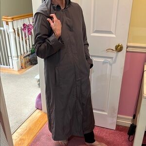 Donna Karan Gray Raincoat Water-Resistant Mid-Length